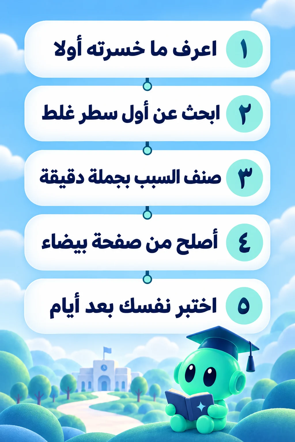 خطوات تتبع العلامة الضائعة من أول سطر غلط