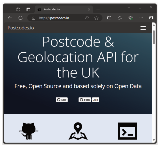 الشكل 21.11 Postcodes.io