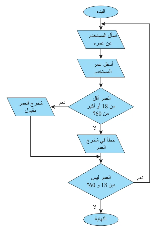 الشكل 4.30 التحقق من عمر المستخدم معبر عنه كمخطط انسيابي