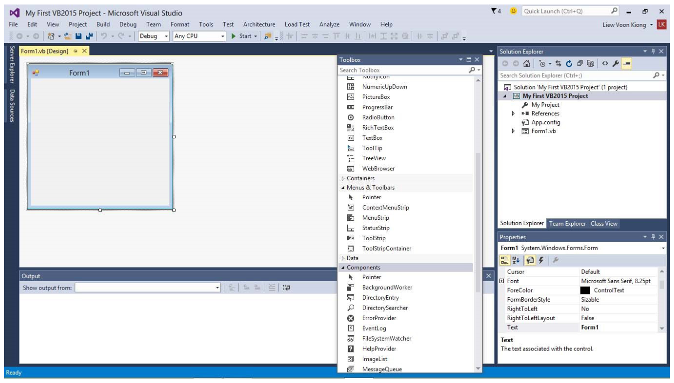 الشكل 4.36 بيئة التطوير المتكاملة Microsoft Visual Basic .NET