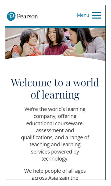 الشكل 6.7 Pearson.com/asia (عرض الهاتف المحمول)