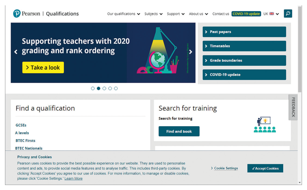 الشكل 6.10 يظهر ملف تعريف الارتباط على موقع شهادات Pearson التأهيلية (Pearson Qualifications).