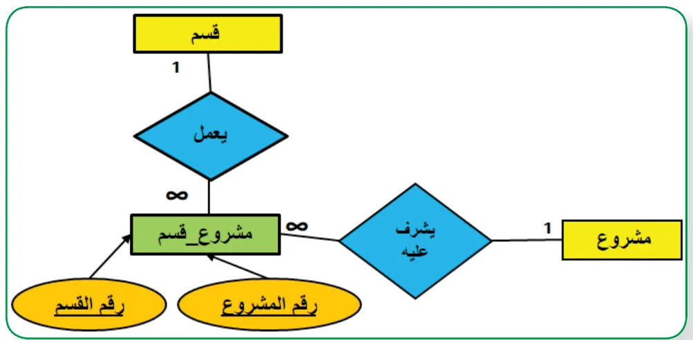 تحليل العلاقة بين كيان (قسم) وكيان (مشروع)