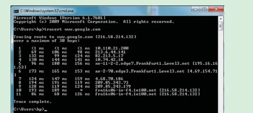 نتائج tracert