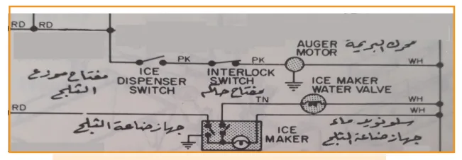 شكل (3) الدائرة الكهربائية لجهاز صناعة الثلج