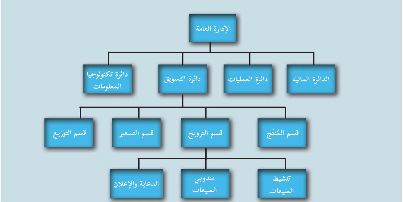 الخريطة التنظيمية للشركة التي تعمل فيها أسماء
