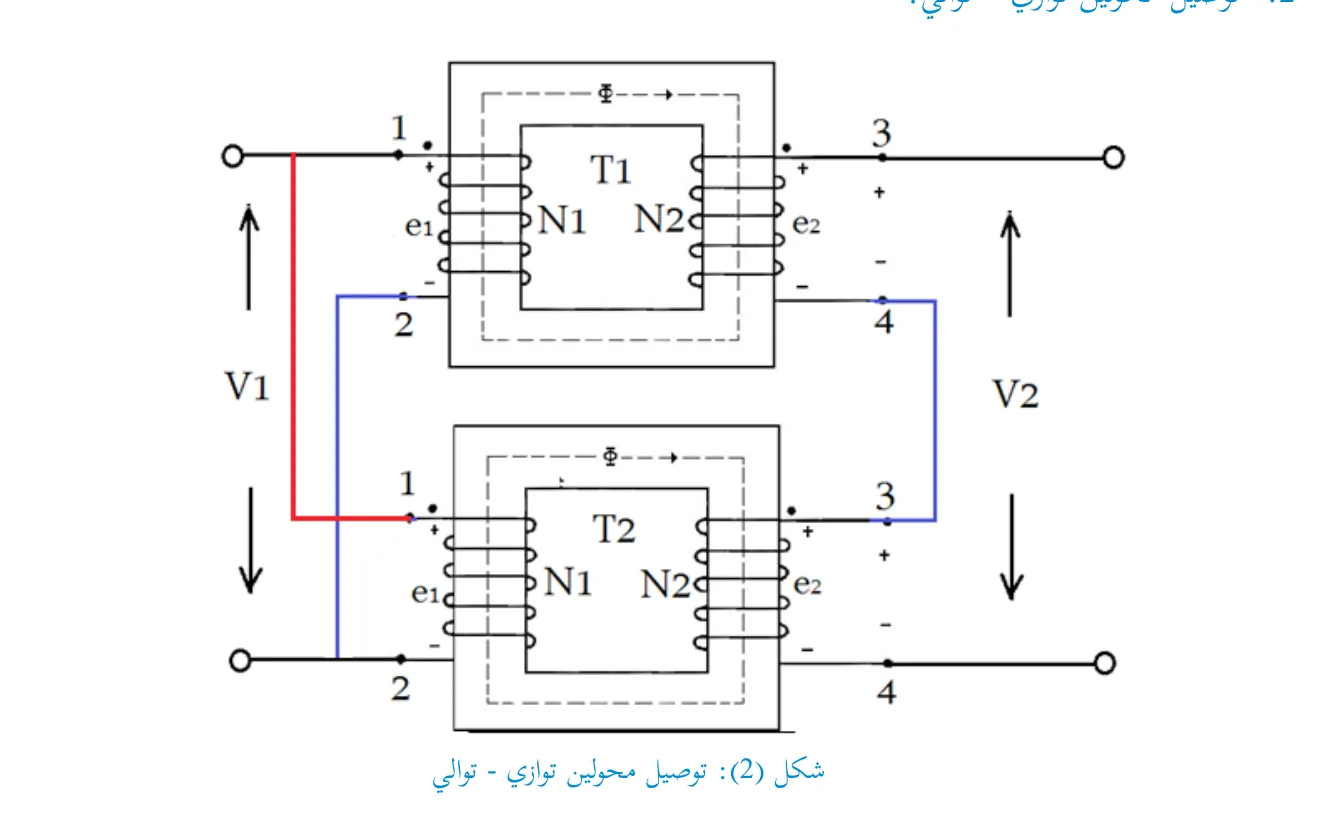 شكل (2): توصيل محولين توازي - توالي