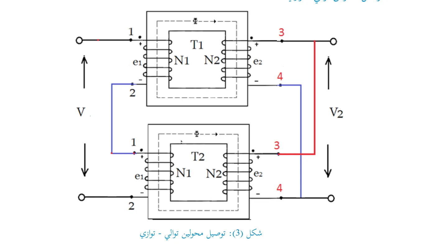 شكل (3): توصيل محولين توالي - توازي