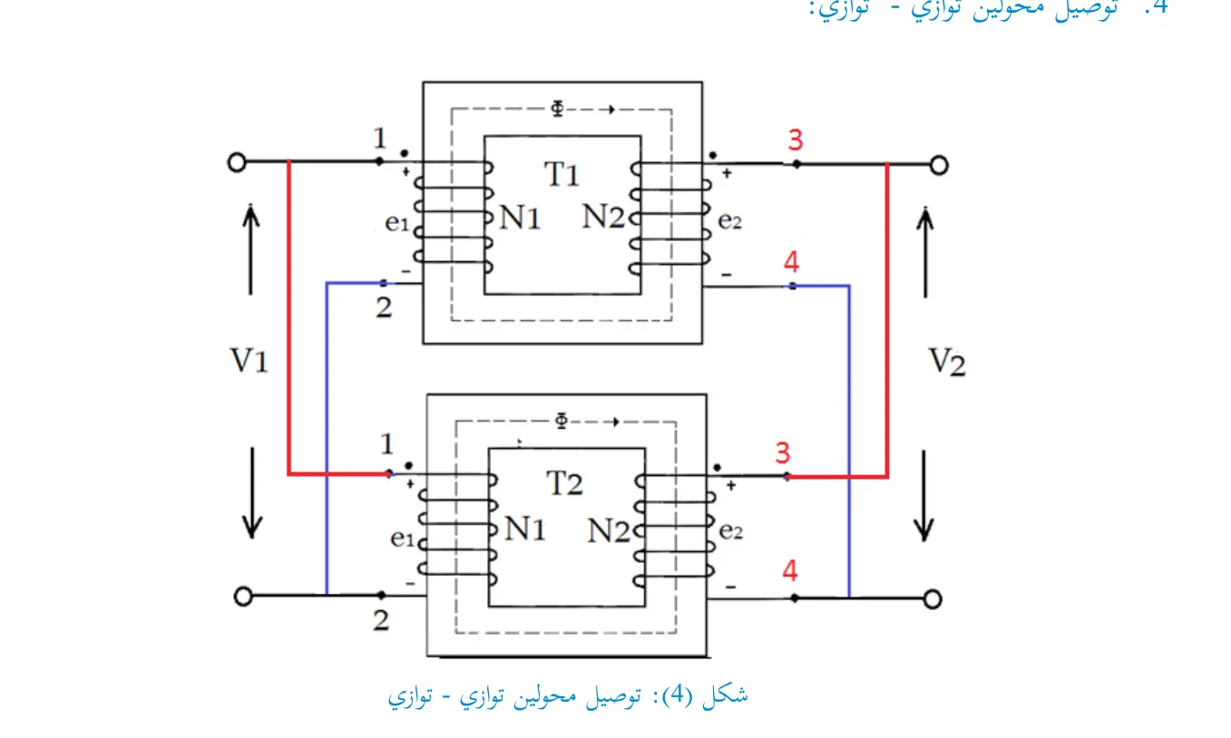 شكل (4): توصيل محولين توازي - توازي