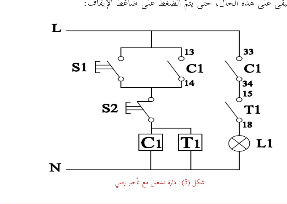 شكل (5): دارة تشغيل مع تأخير زمني