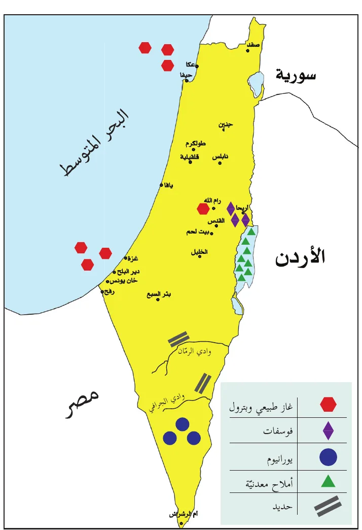 توزيع بعض المعادن في فلسطين