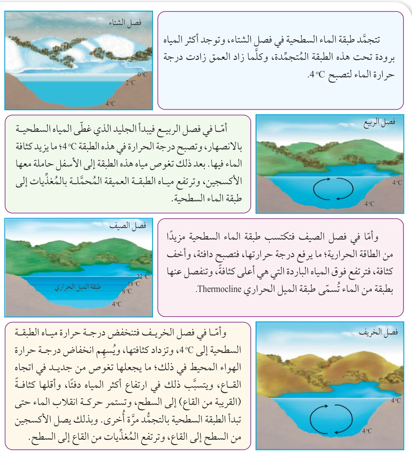الشكل (12): الانقلاب الفصلي للماء
