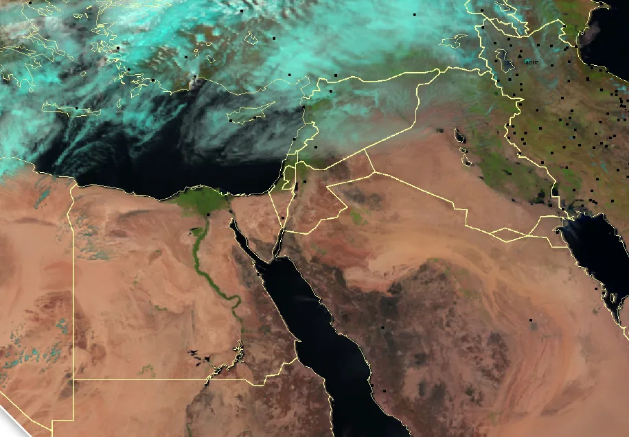 الشكل (18): غيوم مرصودة بالأقمار الصناعية.
