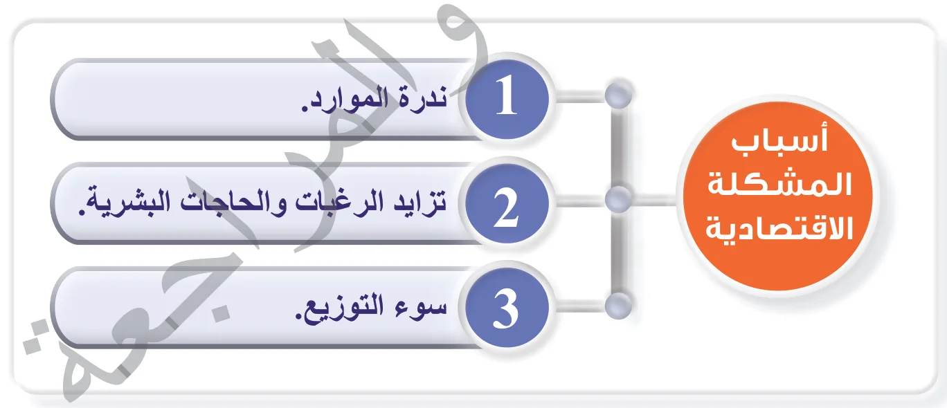 الشكل (1): أسباب المشكلة الاقتصادية.
