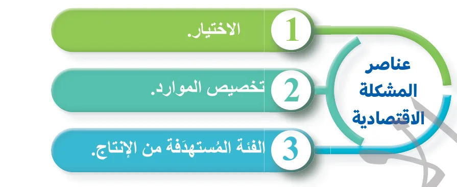 الشكل (2): عناصر المشكلة الاقتصادية.