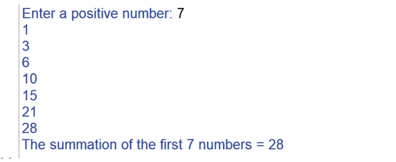 الشكل (٤-٥): ناتج تنفيذ ()sum_recursion.