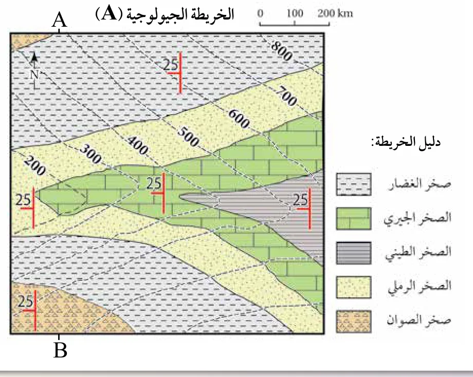 الخريطة الجيولوجية (A)