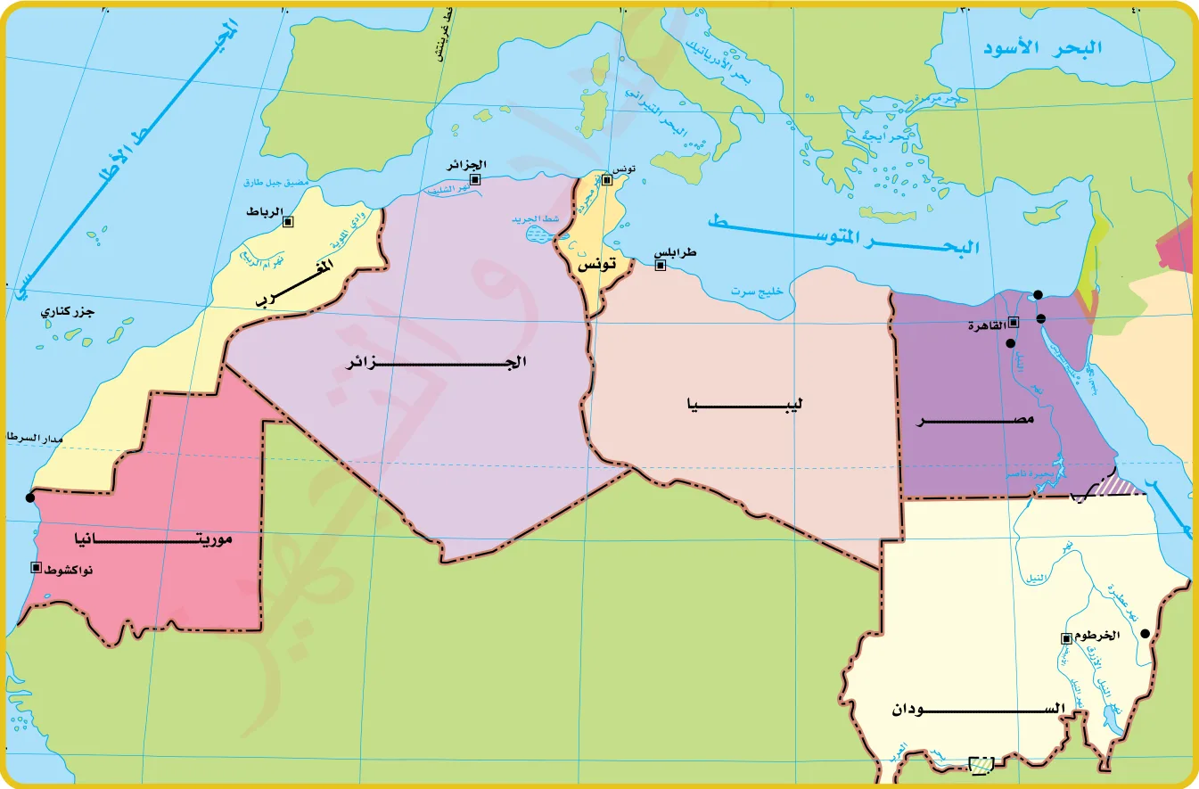 الشكل (12): خريطة الوطن العربي - إفريقيا.