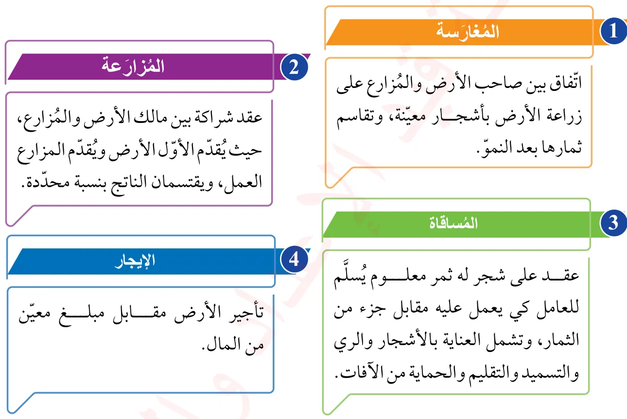 الشكل (4): طرائق استثمار الأرض في الحضارة العربية الإسلامية.
