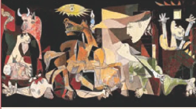 الصورة (6): لوحة غرنيكا (Guernica) للفنّان الإسباني الشهير بابلو بيكاسو، رسمها عام 1937م