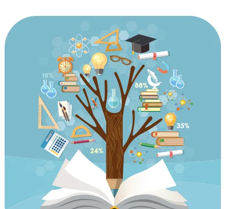 شجرة المعرفة فوق كتاب مفتوح