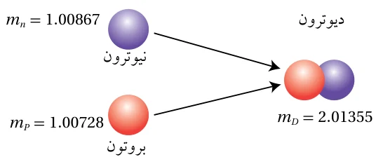 الشكل (4): اندماج النيوترون والبروتون لتكوين الديوترون.